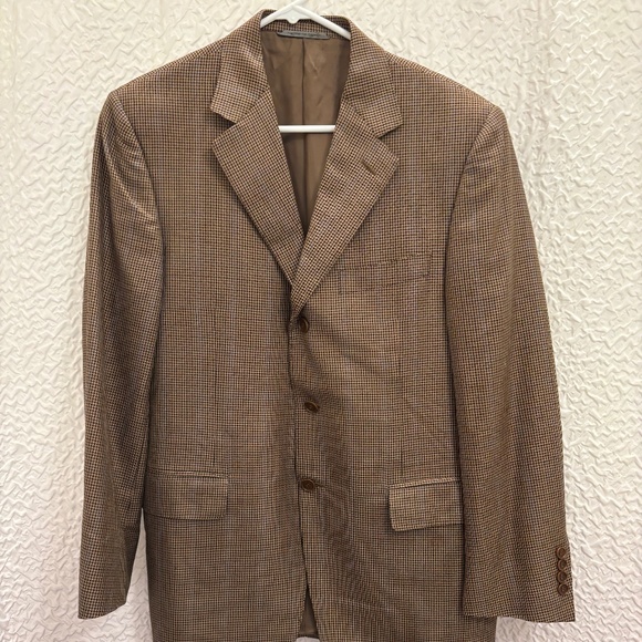Canali Made In Italy Suit Jacket 3 Button Blazer Sport Coat Brown Beige Men 38 C